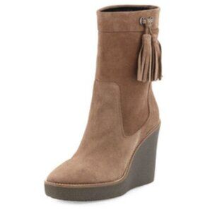 Aquatalia Viola Suede Leather Tassel Wedge Boots 6.5
